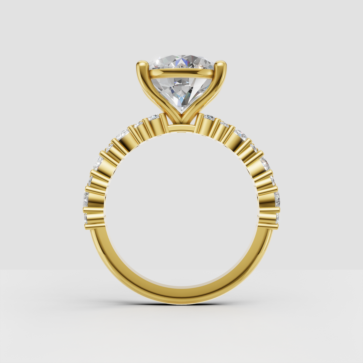 Emerald Cut Lab Grown & Moissanite Diamond Halo Engagement Ring - Image 3