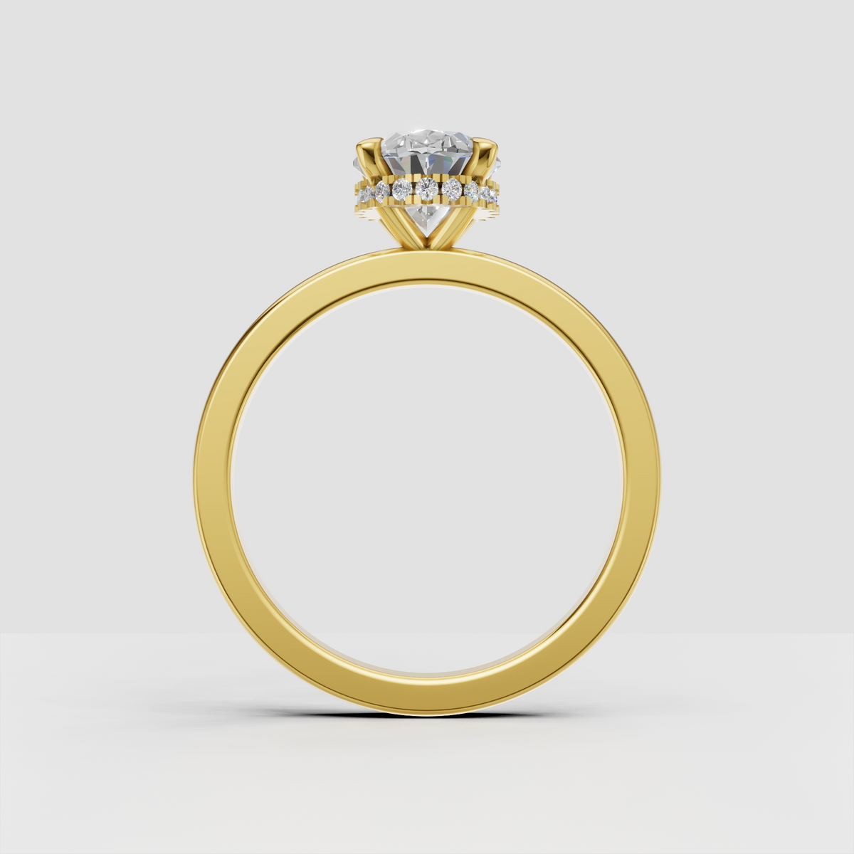 Elegant oval solitaire diamond ring with polished band