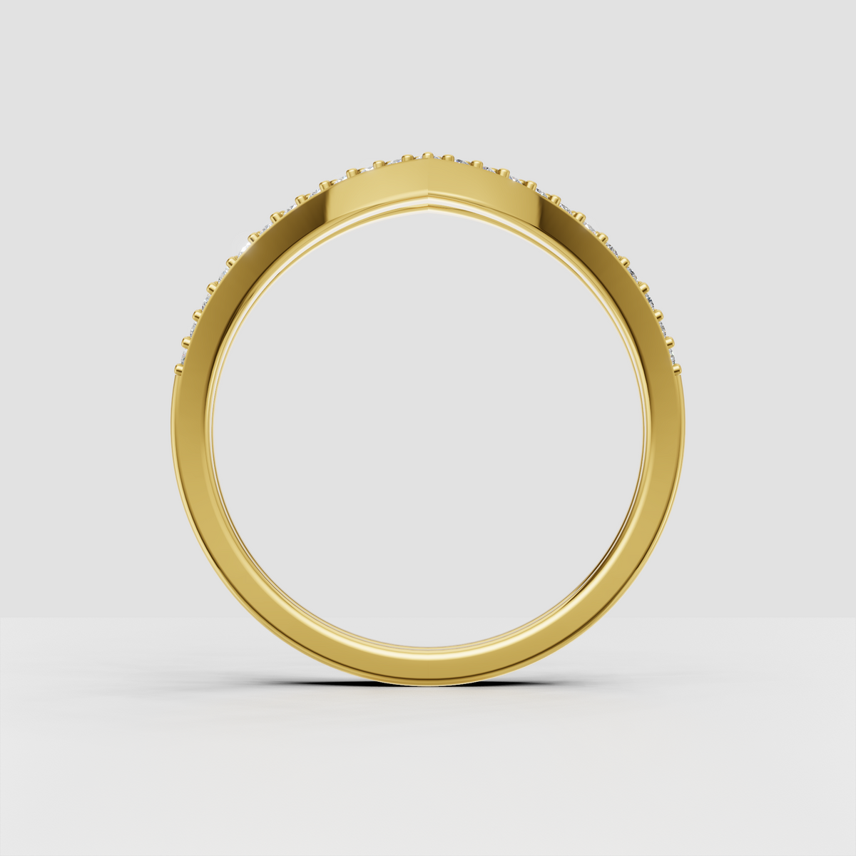 Pavé round diamond chevron band for engagement ring stacking