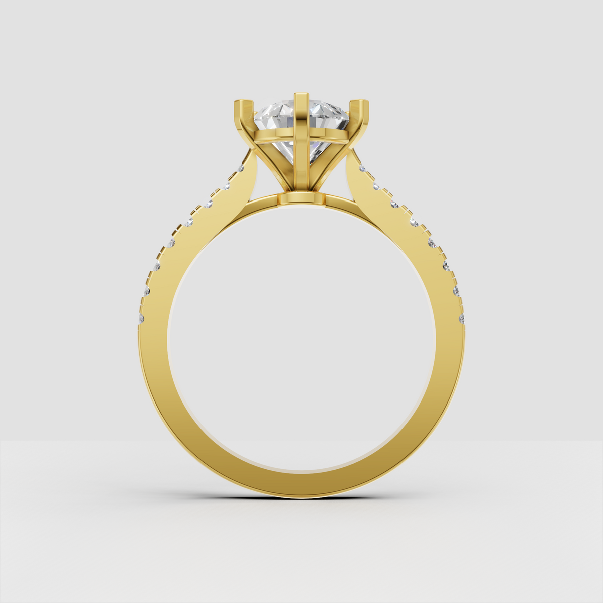 Elegant pear diamond engagement ring with sparkling pavé shoulders