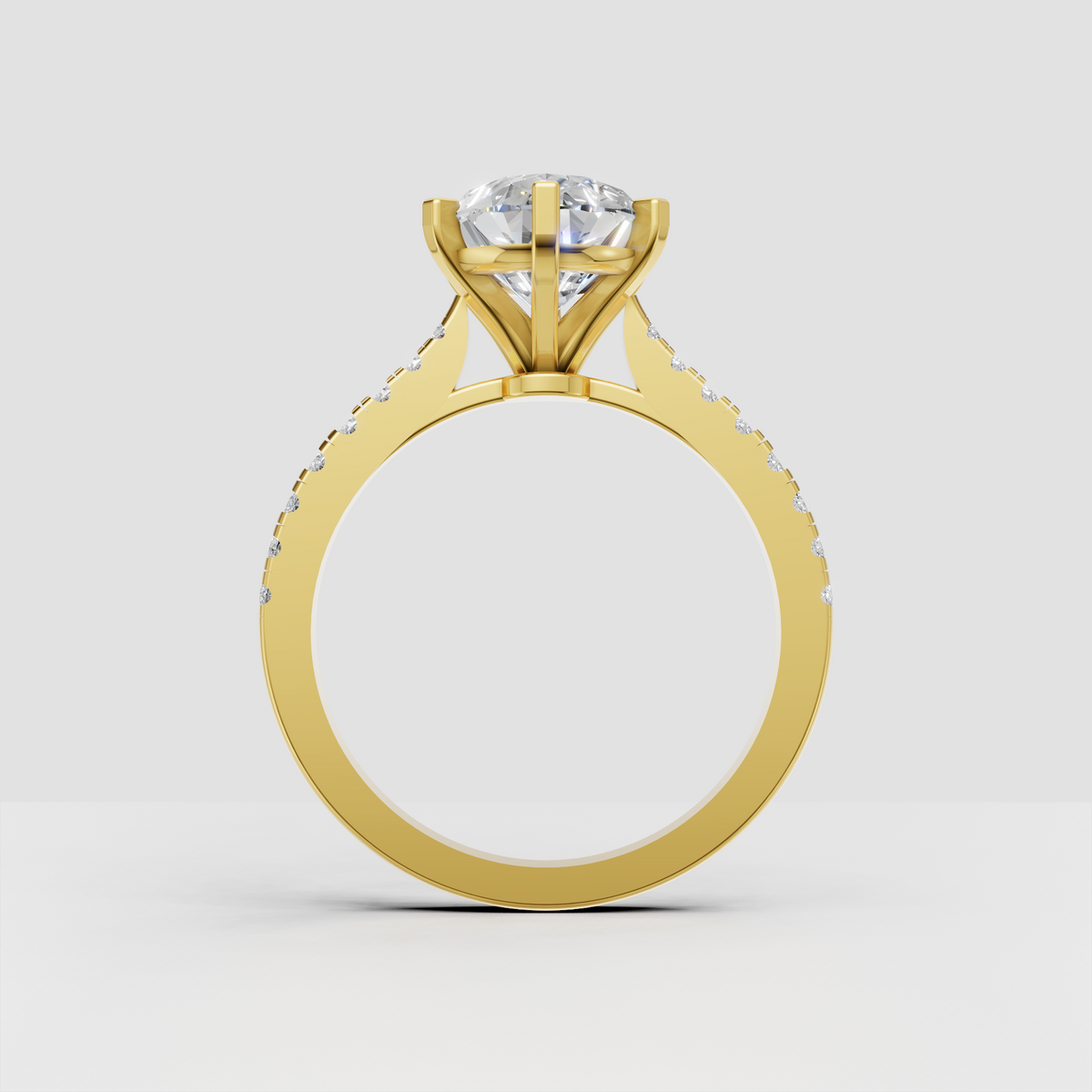 Elegant pear cut diamond ring in yellow gold