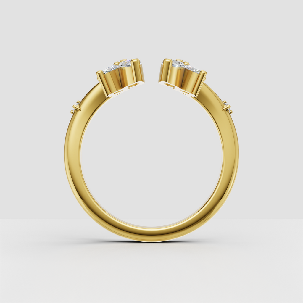 Open gap diamond band featuring marquise and round gemstones