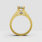 Luxury radiant diamond ring in polished yellow gold