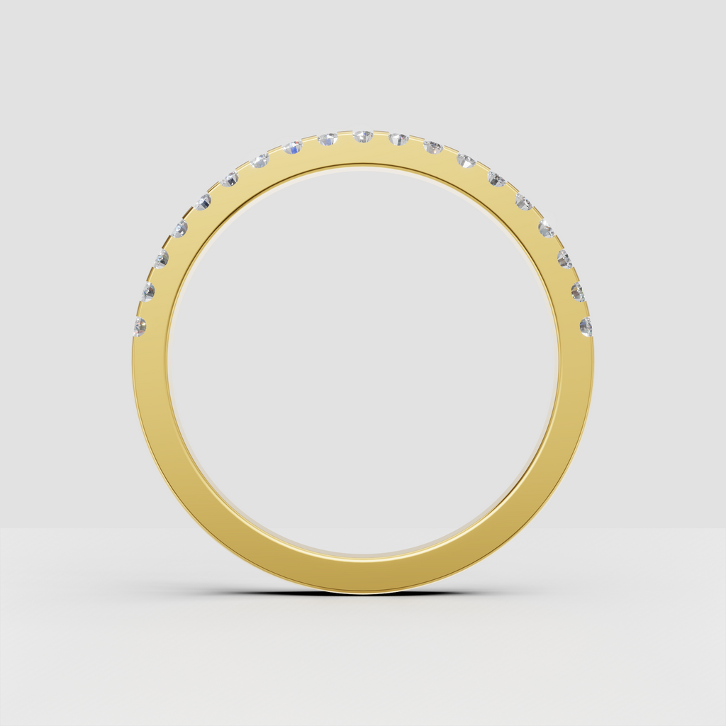 Round cut diamond band featuring closely set brilliant stones