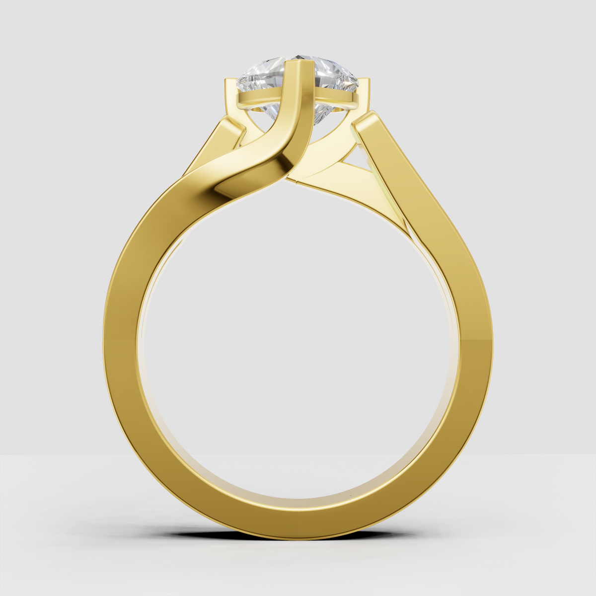 Yellow gold heart solitaire engagement ring vintage inspired design