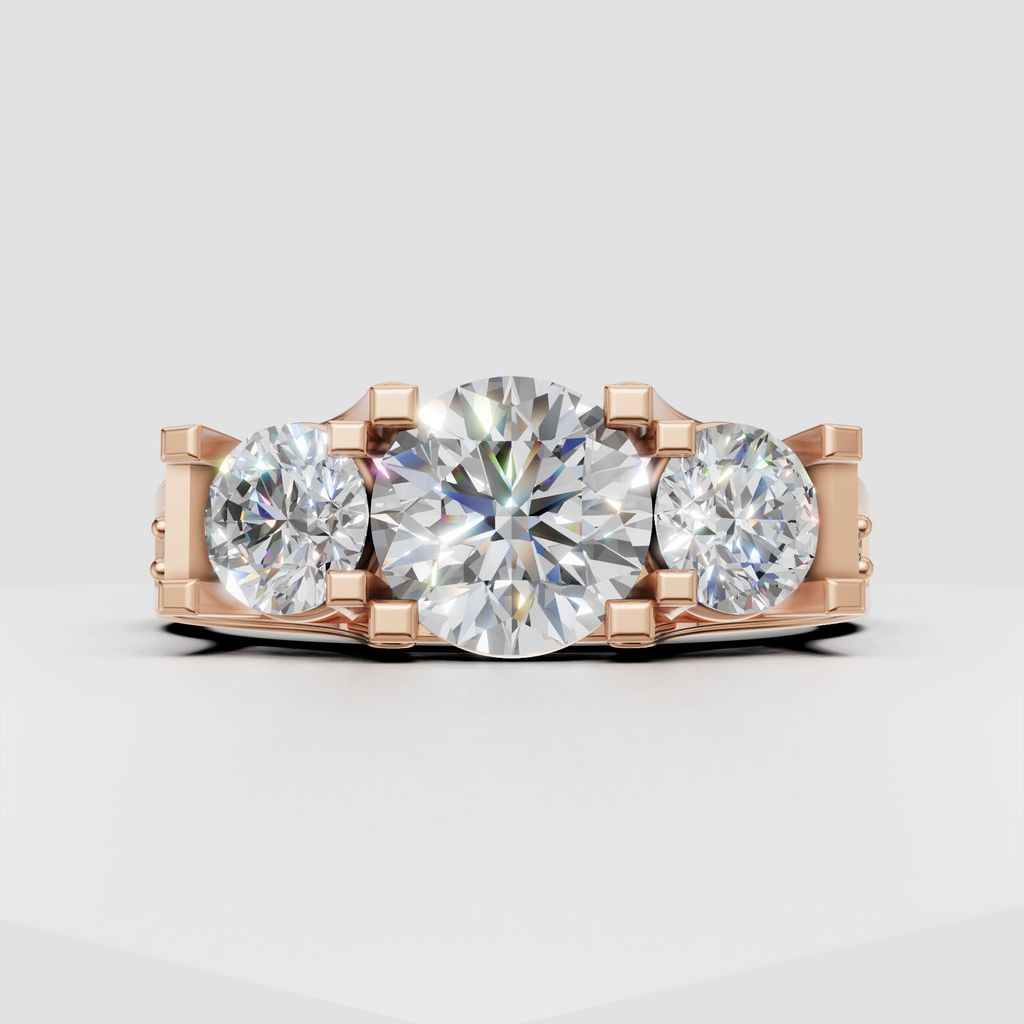14K yellow gold round diamond ring with detailed gallery