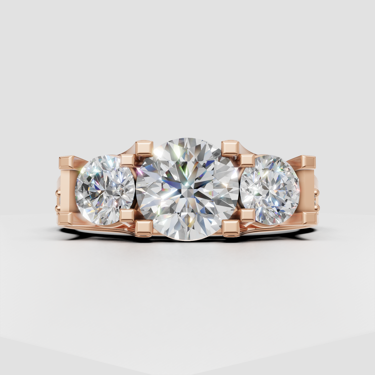 14K yellow gold round diamond ring with detailed gallery