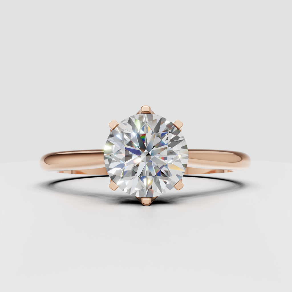 Classic yellow gold round diamond bridal ring