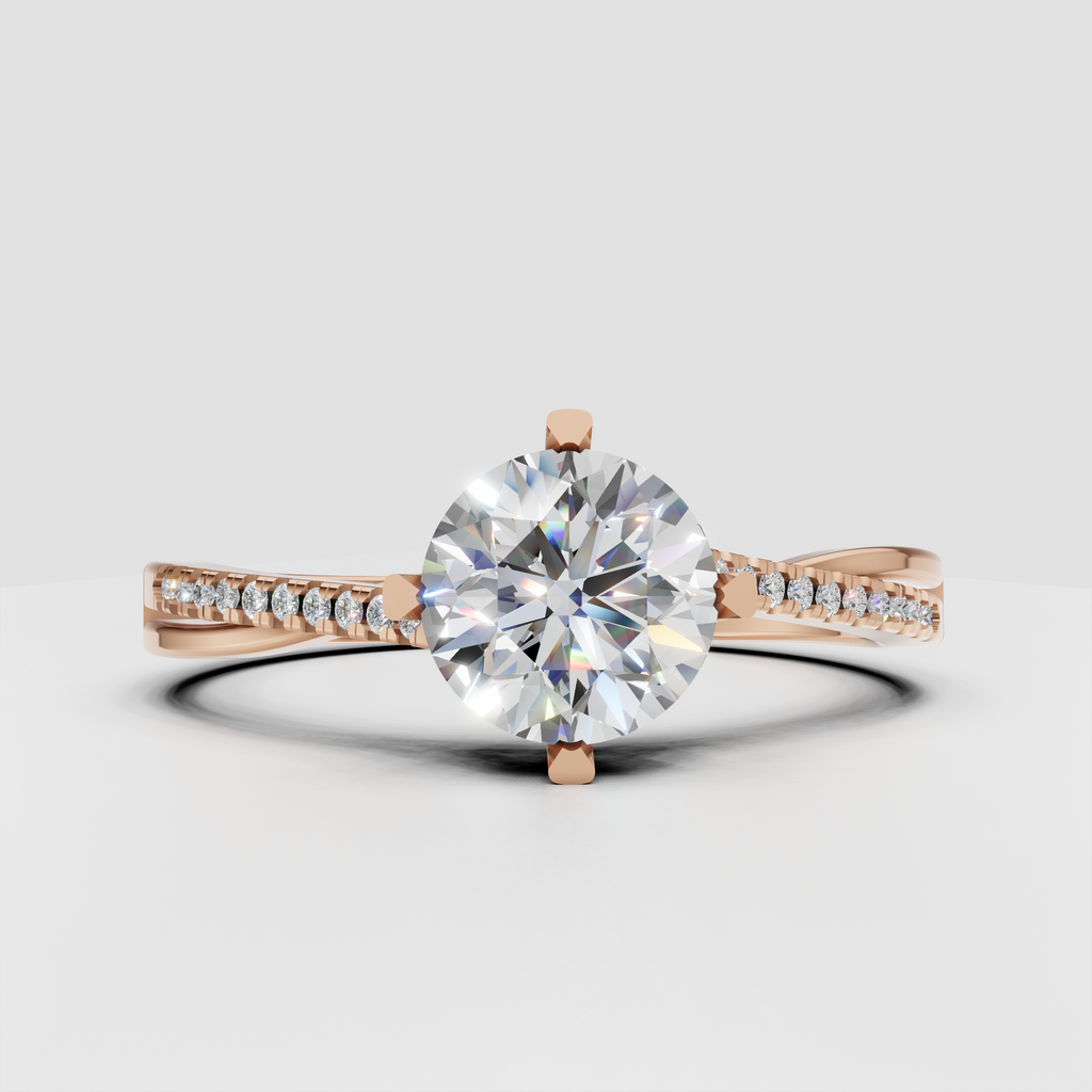 Cathedral-inspired round Diamond ring with delicate side stones