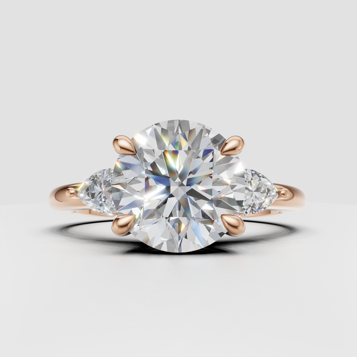 Round diamond ring with delicate pavé shoulder detailing