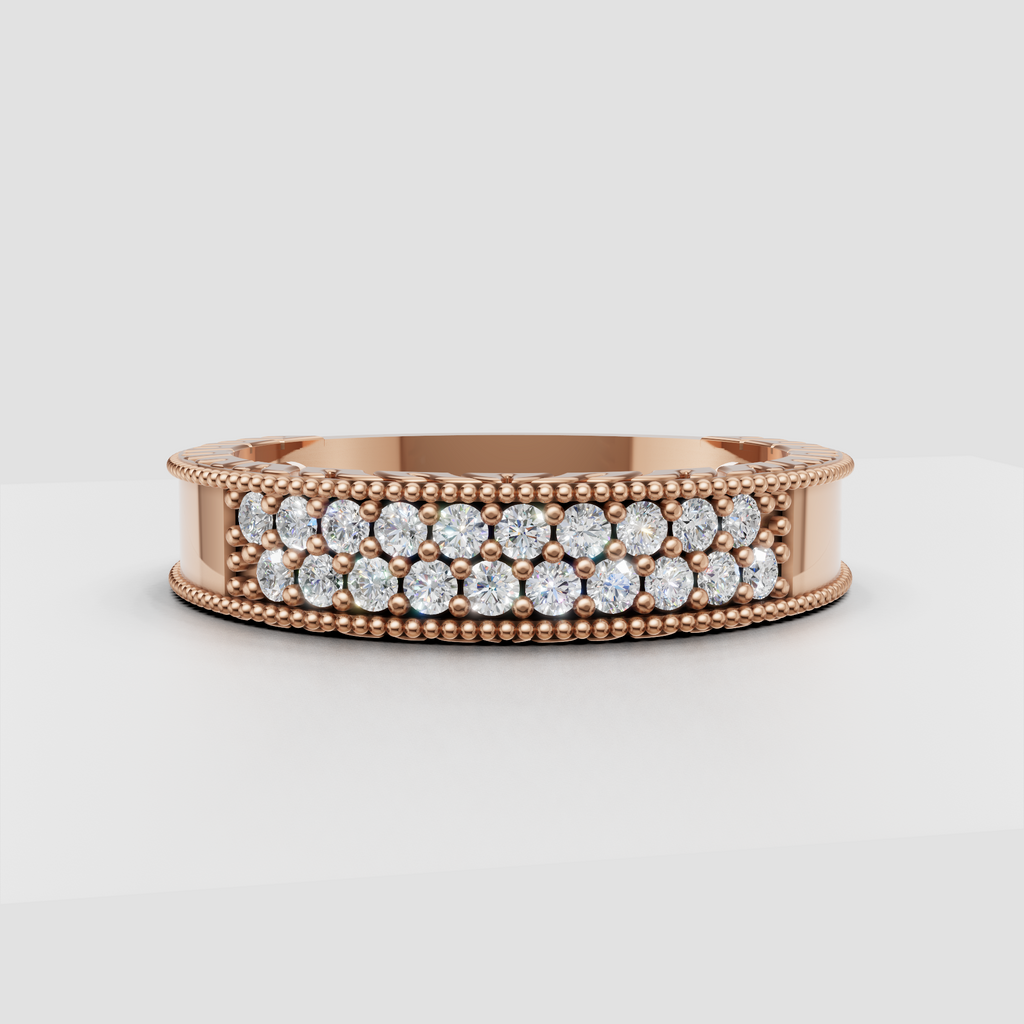 Ornate yellow gold diamond band