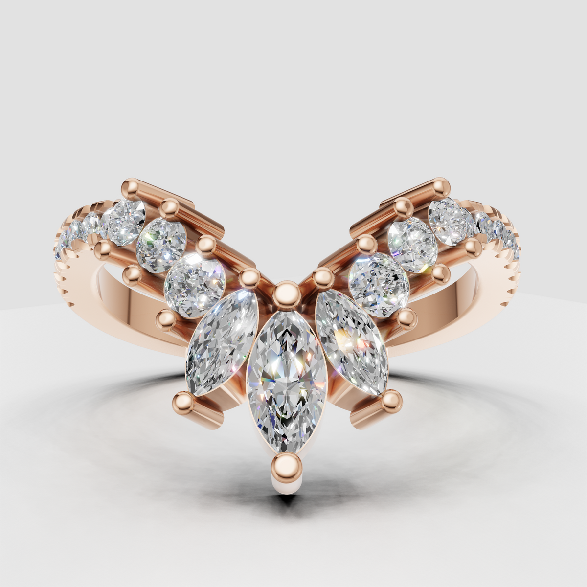 Contoured yellow gold diamond wedding band
