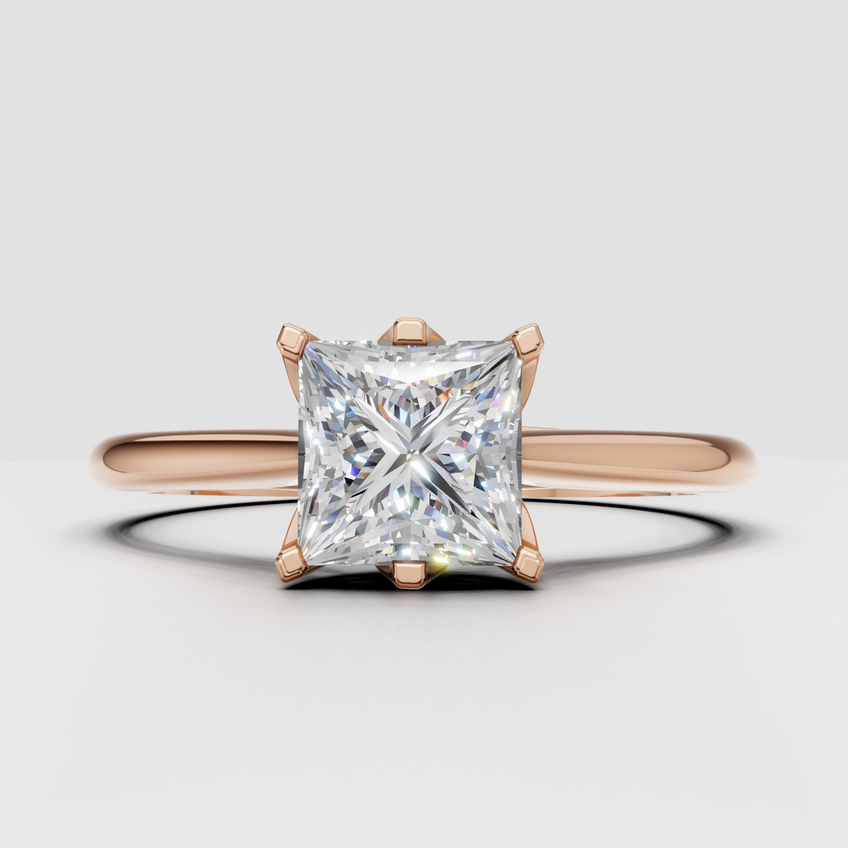Yellow gold engagement ring with Princess diamond