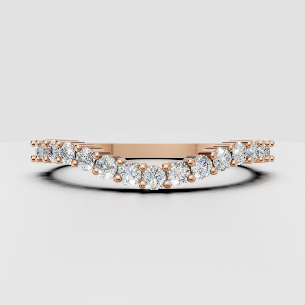 Yellow gold bar-set diamond ring from front angle
