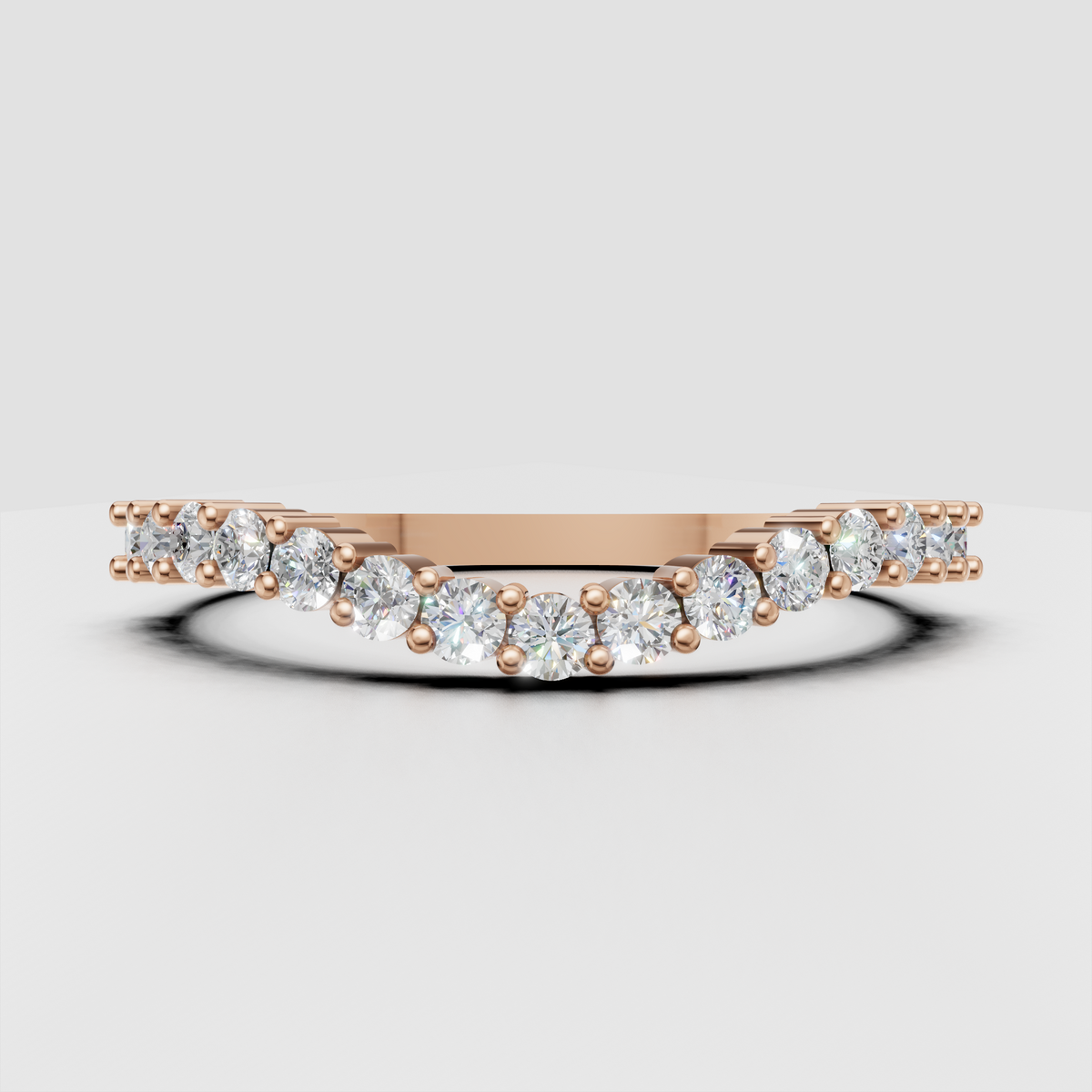Yellow gold bar-set diamond ring from front angle
