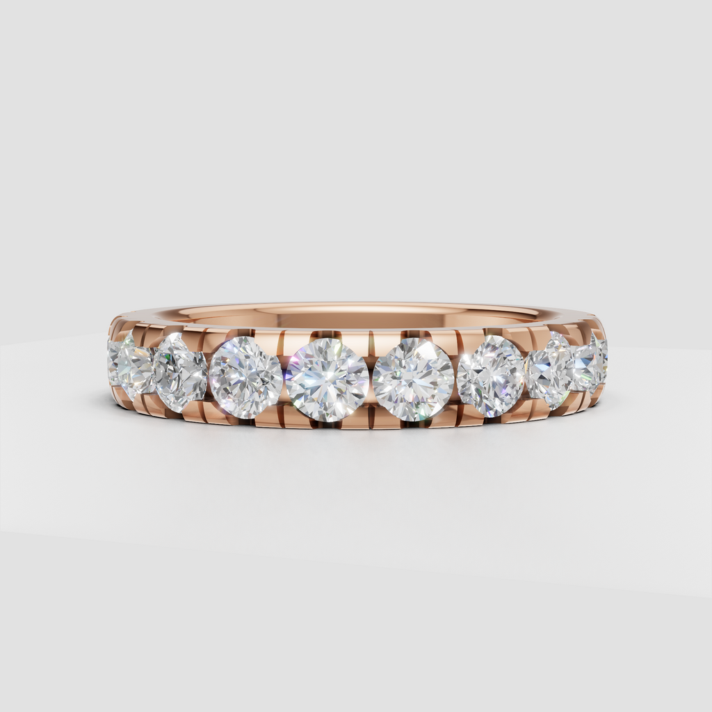 Round diamond bridal band with evenly spaced open prong settings