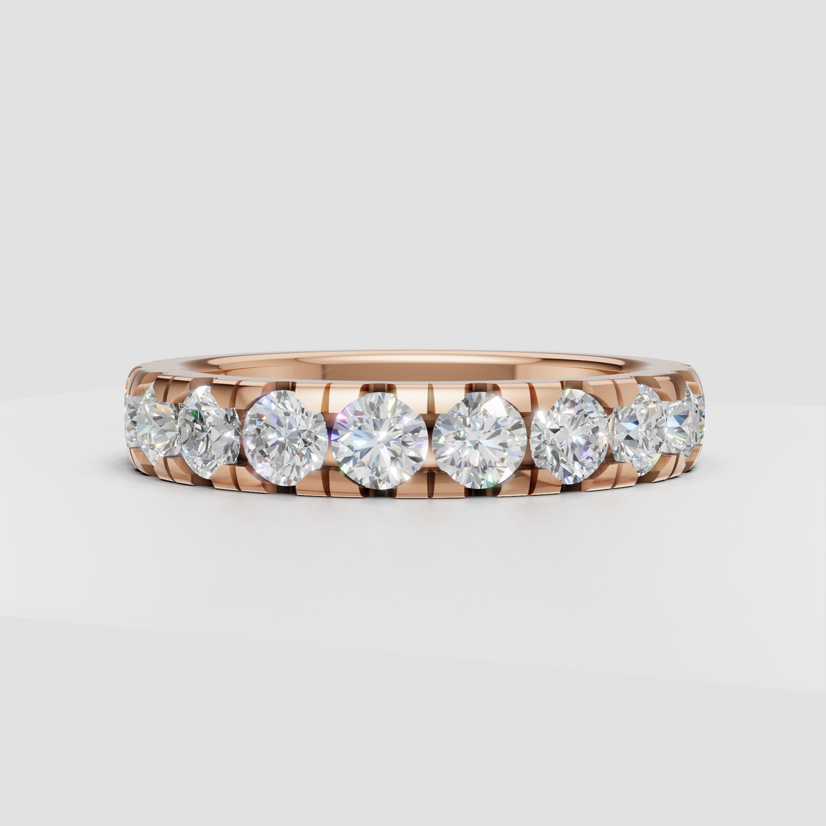 Round diamond bridal band with evenly spaced open prong settings
