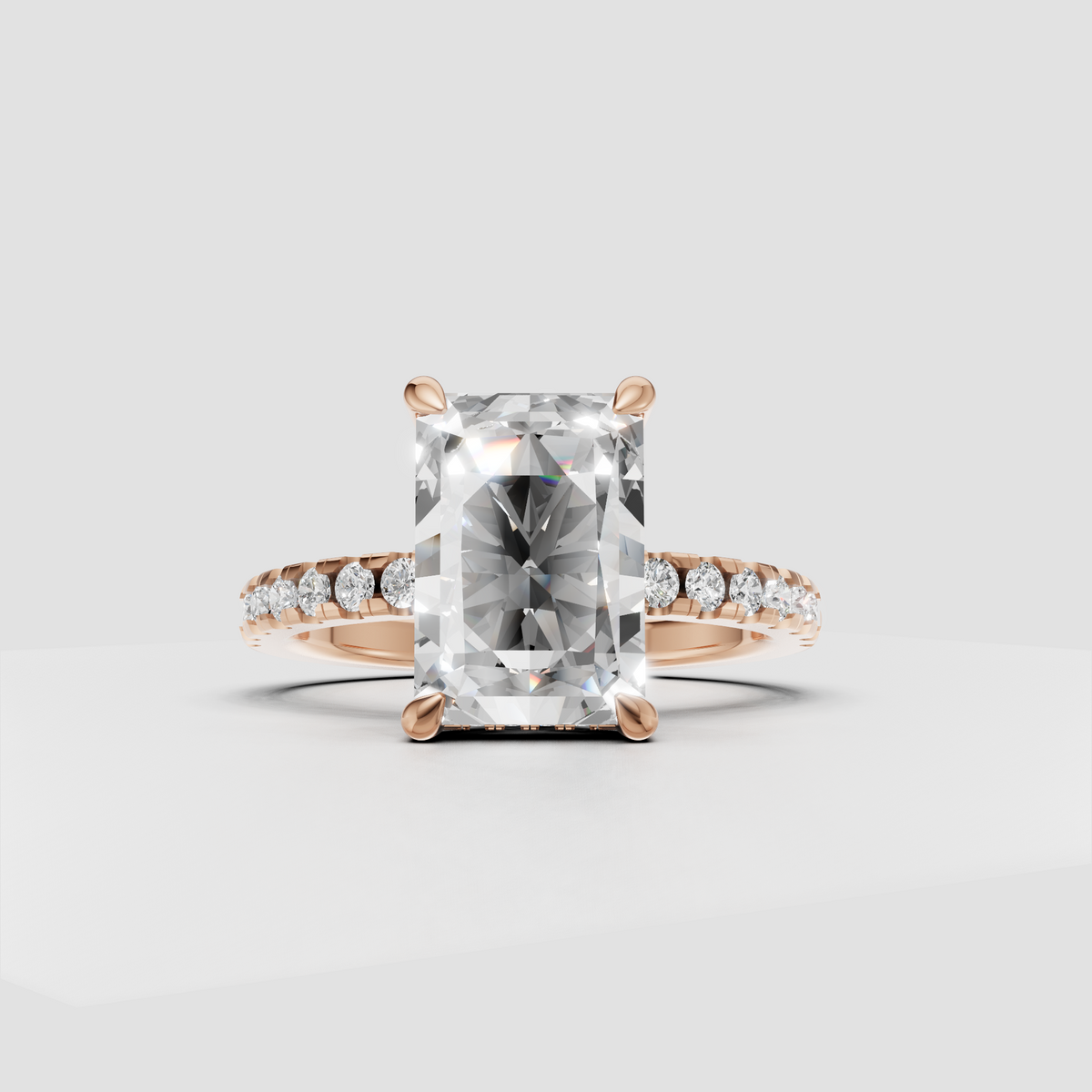 Round Cut Lab Grown & Moissanite Diamond Halo Engagement Ring - Image 4