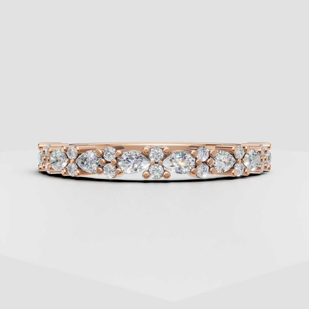 Pear cut and round cut diamond wedding band