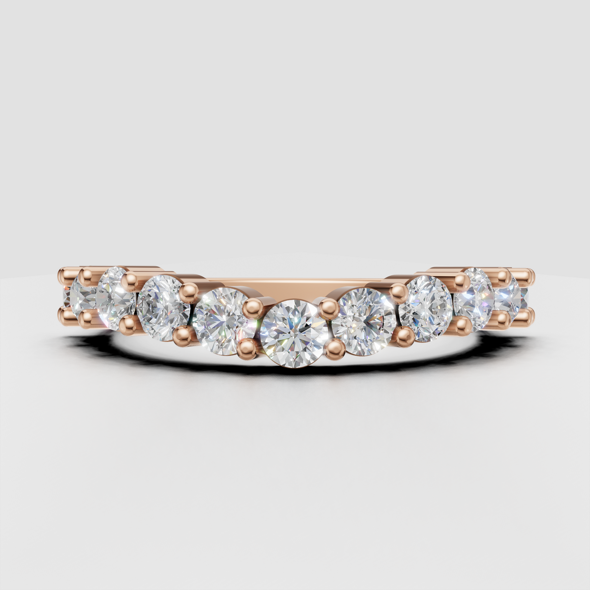 Classic shared prong diamond wedding band