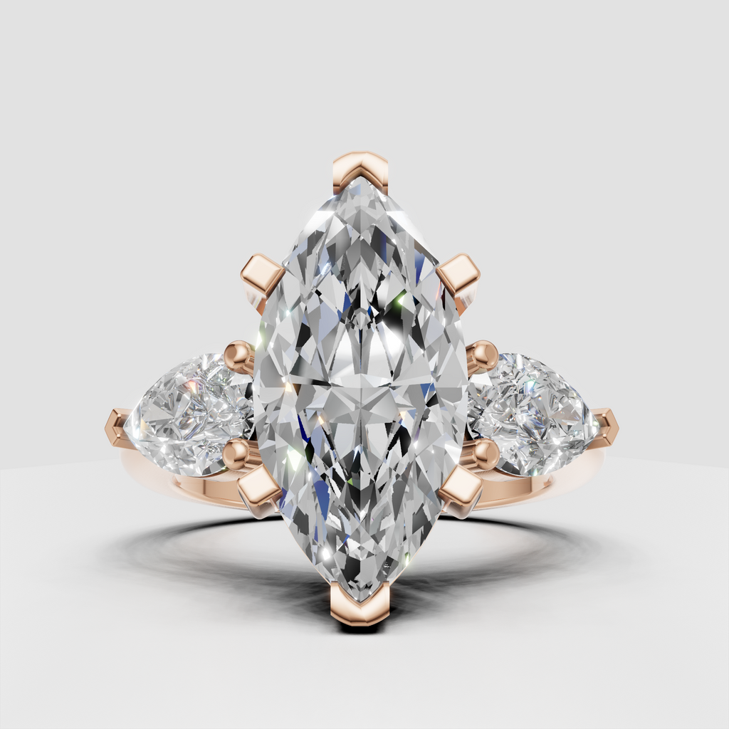 Pear Cut Lab Grown & Moissanite Diamond Halo Engagement Ring - Image 4