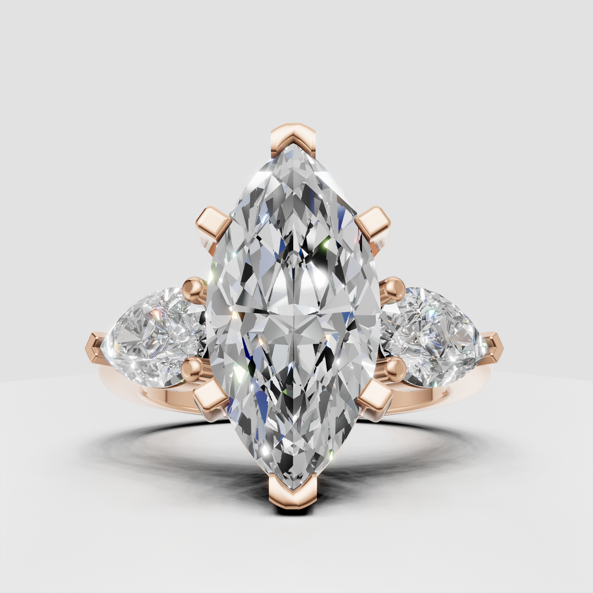 Pear Cut Lab Grown & Moissanite Diamond Halo Engagement Ring - Image 4
