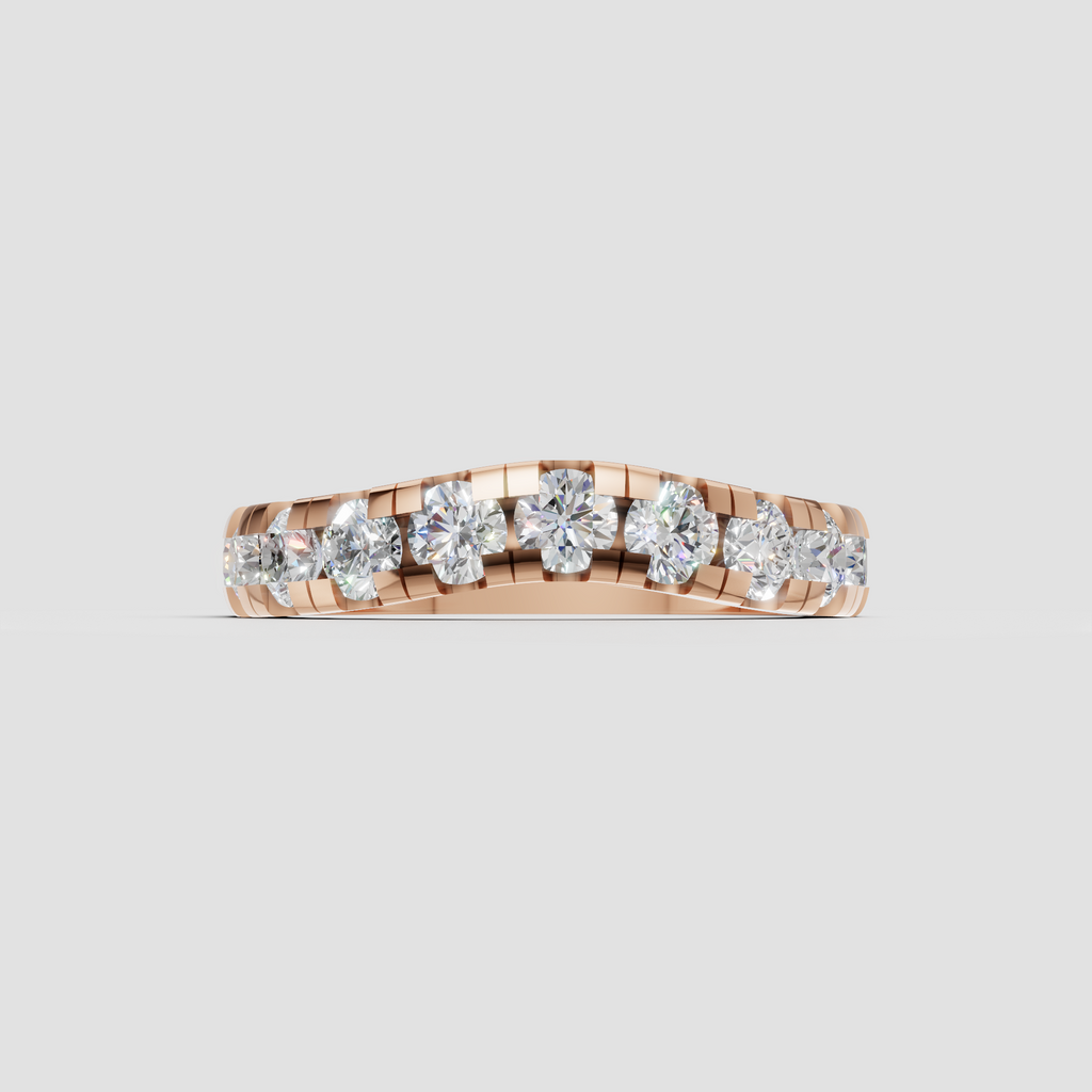 Curved diamond stacking ring with polished yellow gold band