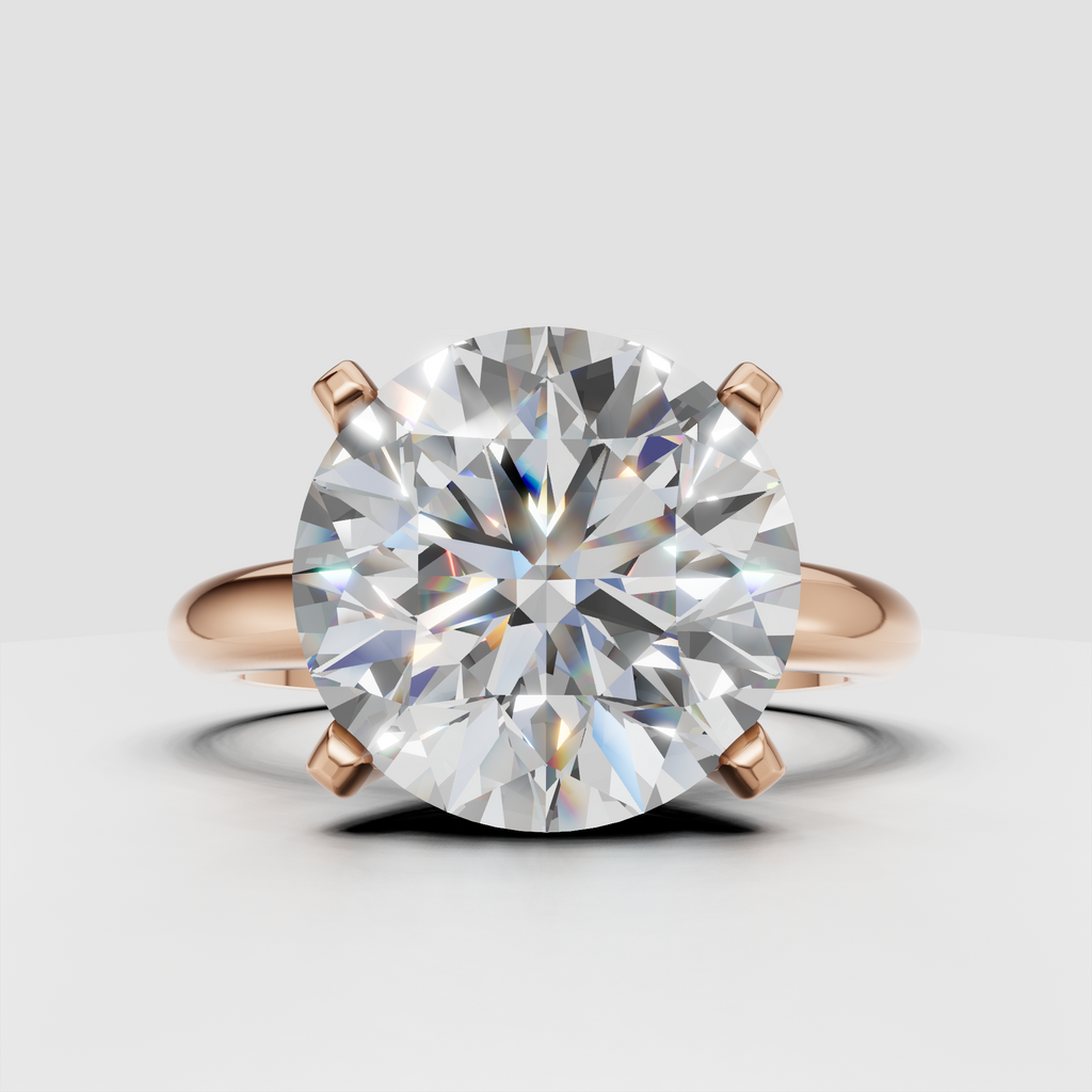 Round diamond solitaire ring with sleek polished shank