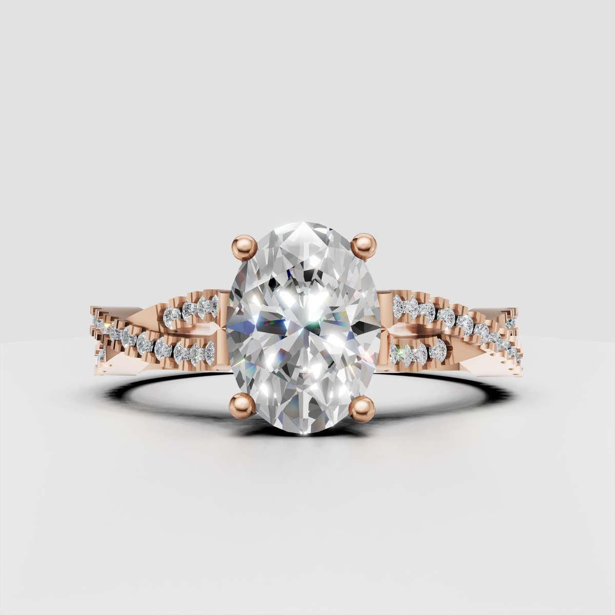 Vintage inspired oval diamond ring with sparkling side stones