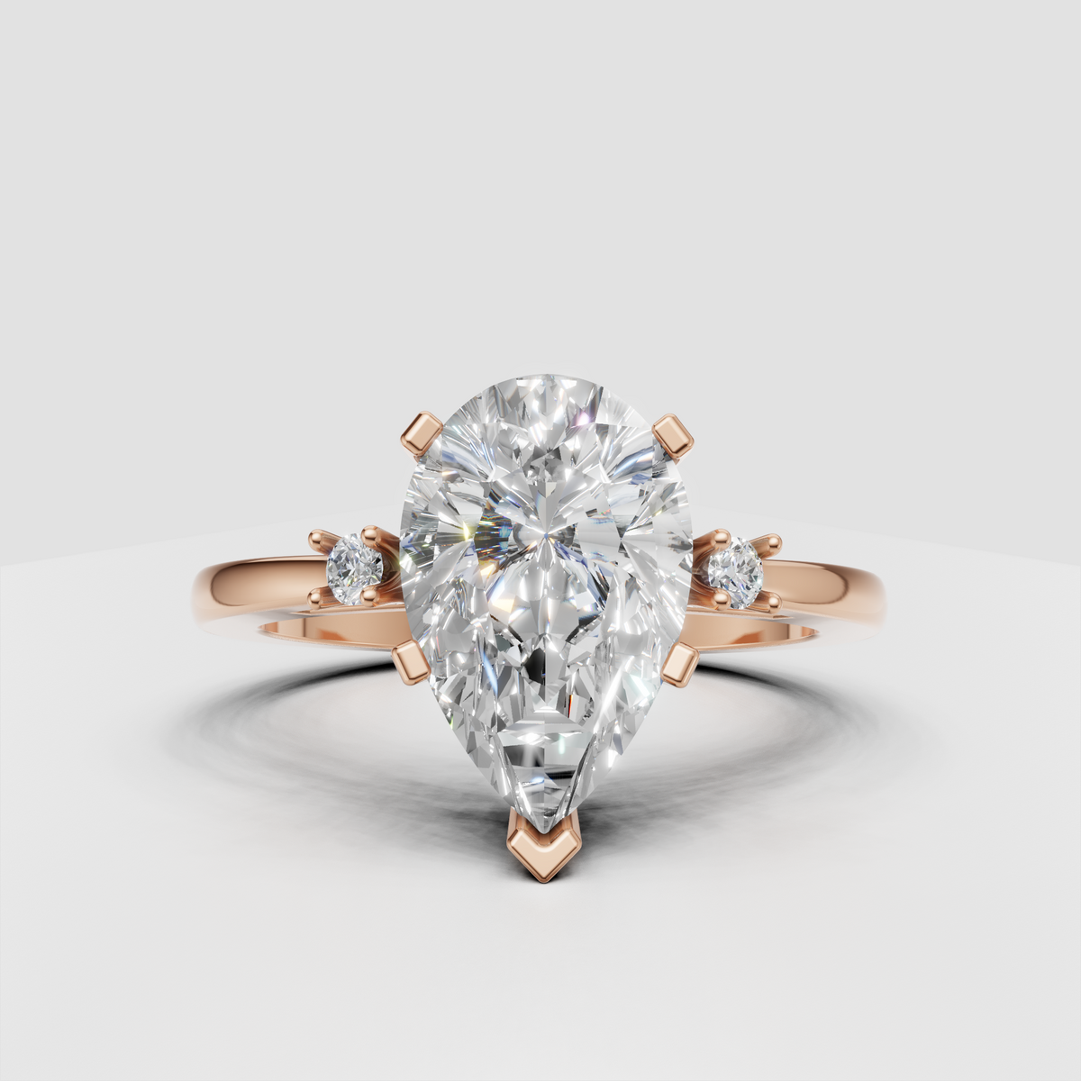 Elegant three stone diamond engagement ring in yellow gold