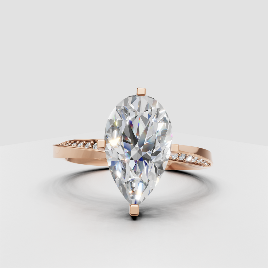 Marquise Cut Lab Grown & Moissanite Diamond Halo Engagement Ring - Image 4