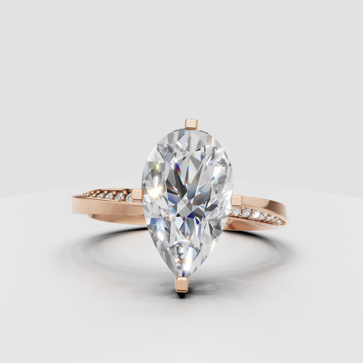 Marquise Cut Lab Grown & Moissanite Diamond Halo Engagement Ring - Image 4