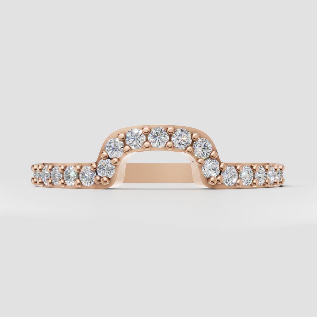 Elegant round diamond shared-prong ring side profile