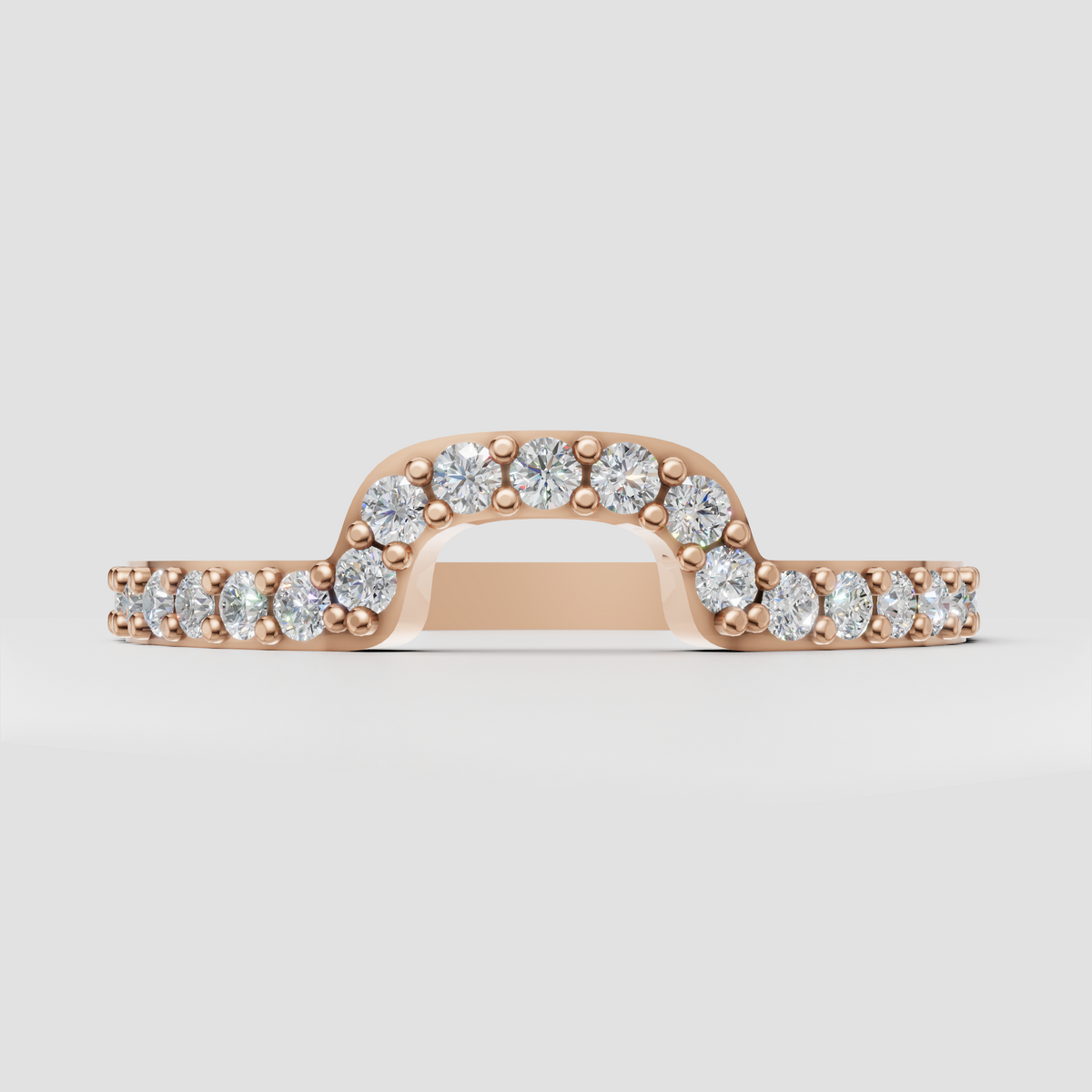 Elegant round diamond shared-prong ring side profile