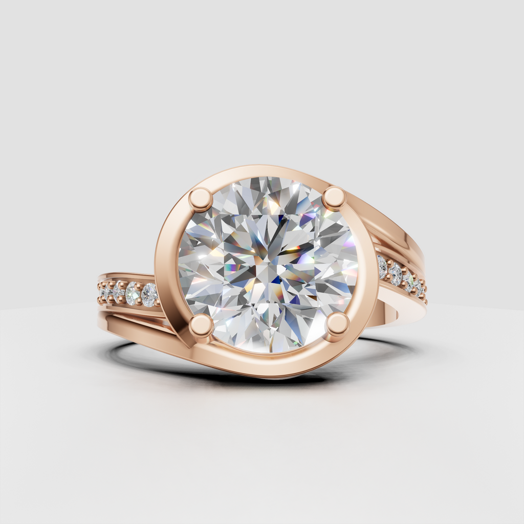 Brilliant round canter stone ring with four-prong secure setting