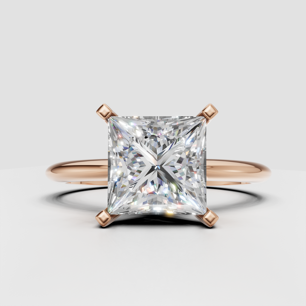 Simple princess cut diamond solitaire with smooth polished band