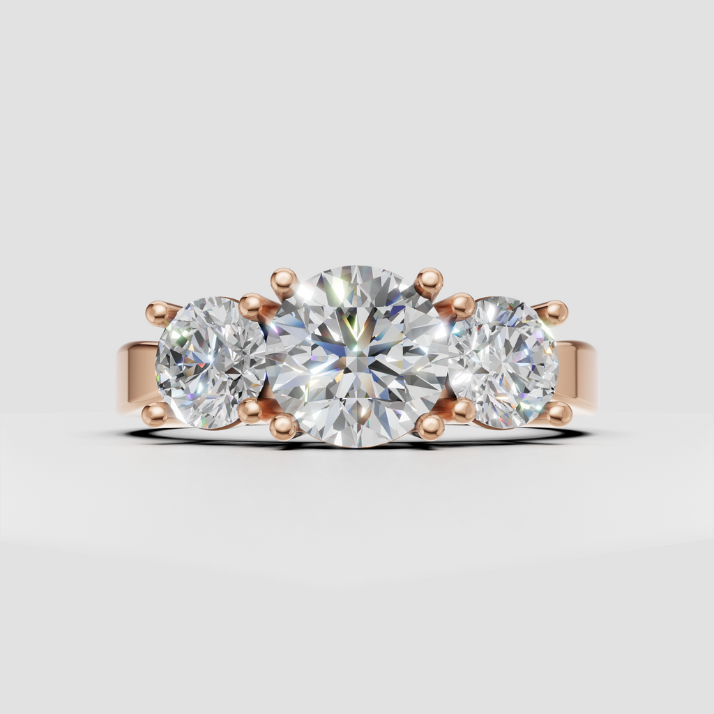 Round brilliant center diamond with matching side stones