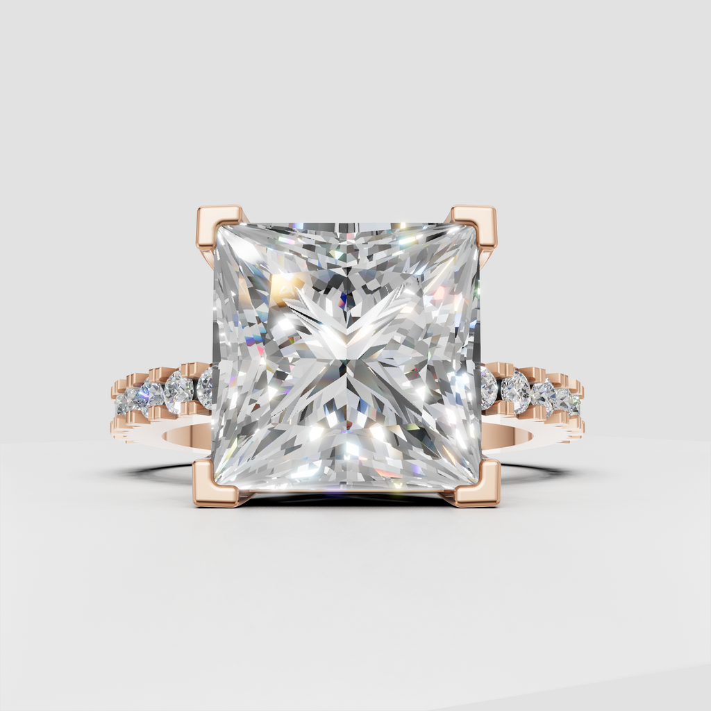 Elegant yellow gold princess cut diamond engagement ring
