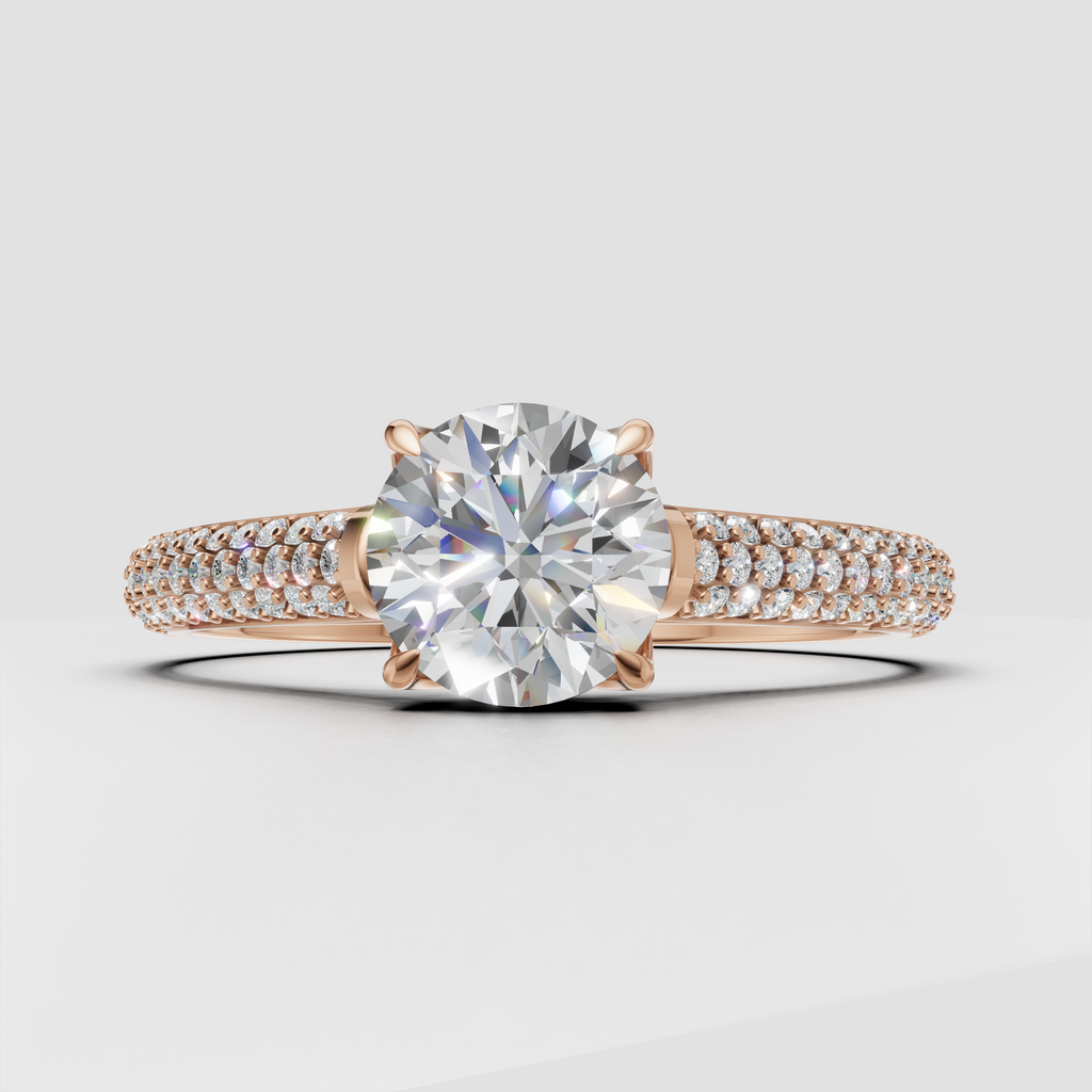 Pavé split shank yellow gold Diamond engagement ring