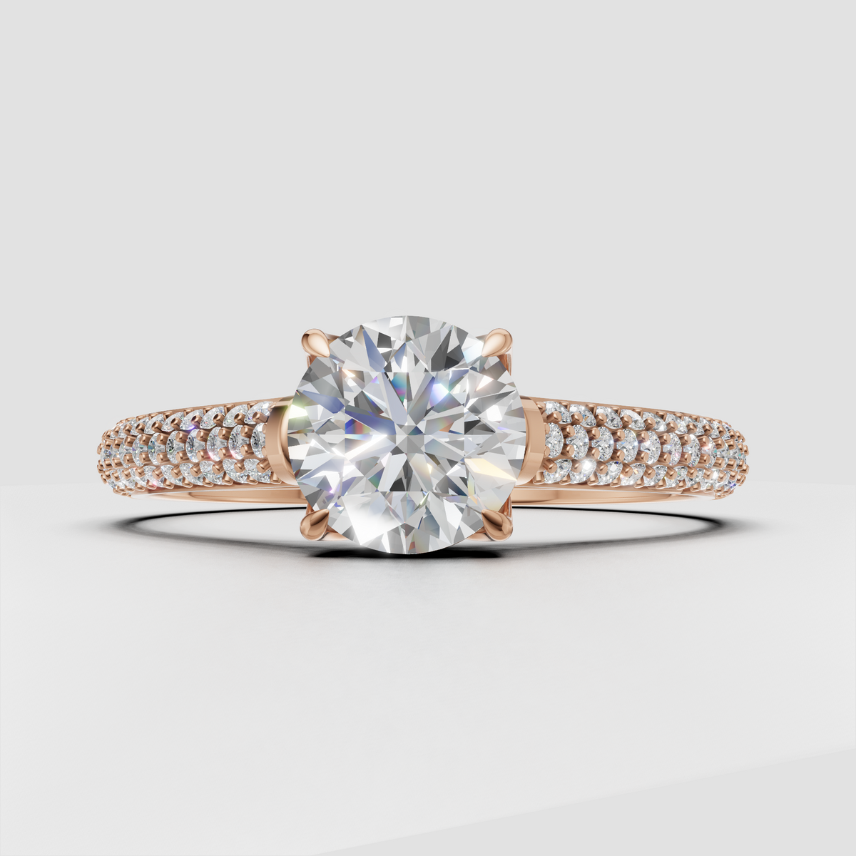 Pavé split shank yellow gold Diamond engagement ring
