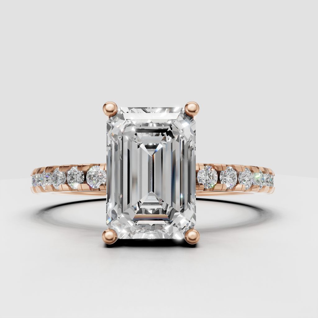 Luxury emerald cut diamond engagement ring in yellow gold