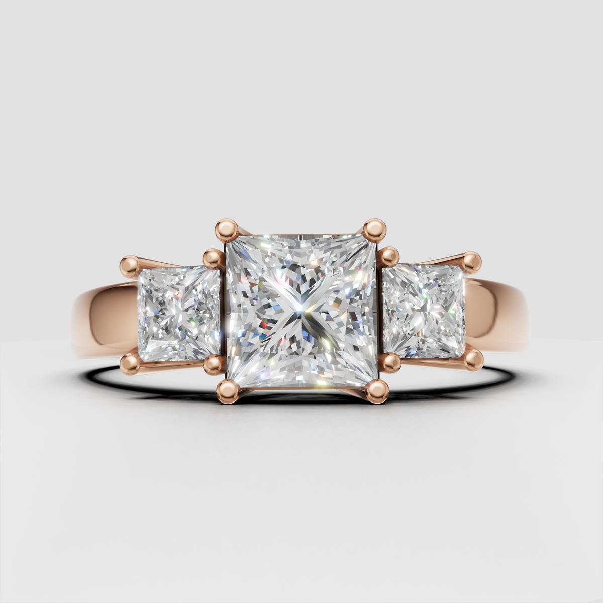 Princess cut diamond ring shown in yellow gold