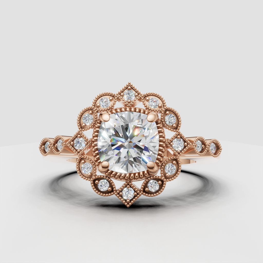 Luxury cushion diamond engagement ring in gold