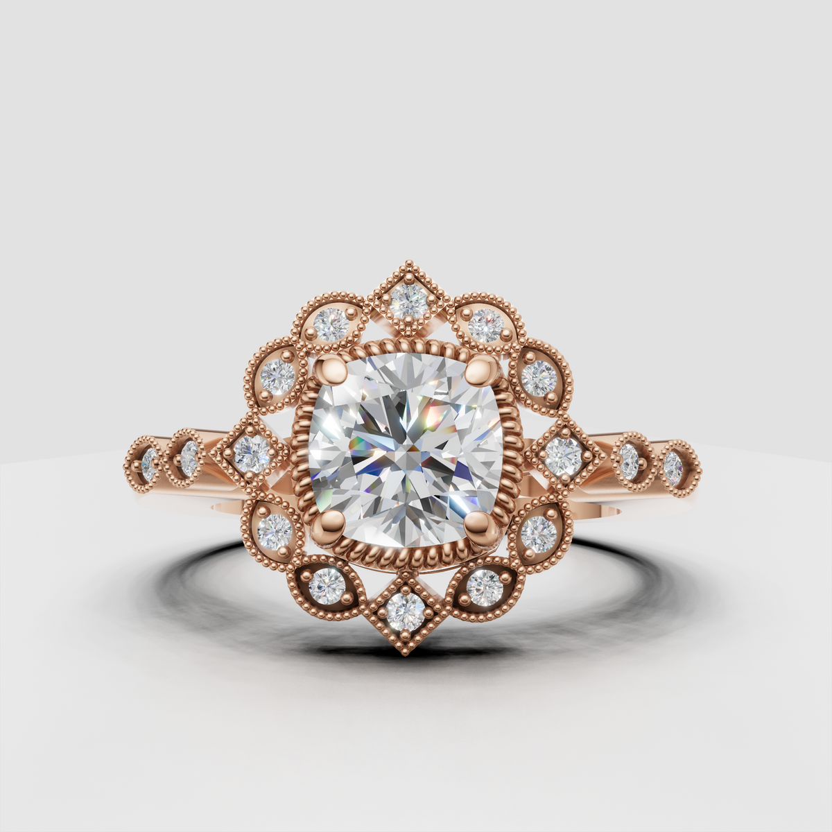 Luxury cushion diamond engagement ring in gold