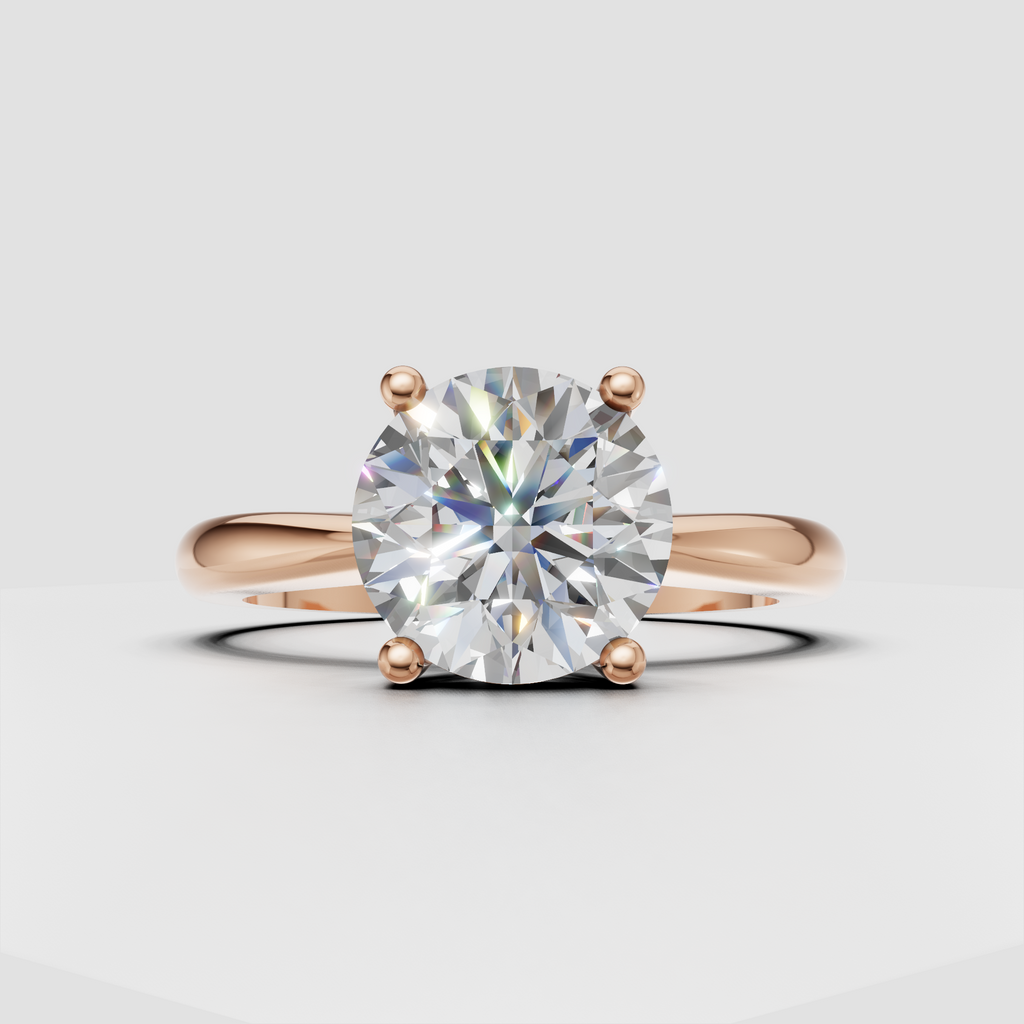 Timeless round diamond ring with four-prong solitaire setting