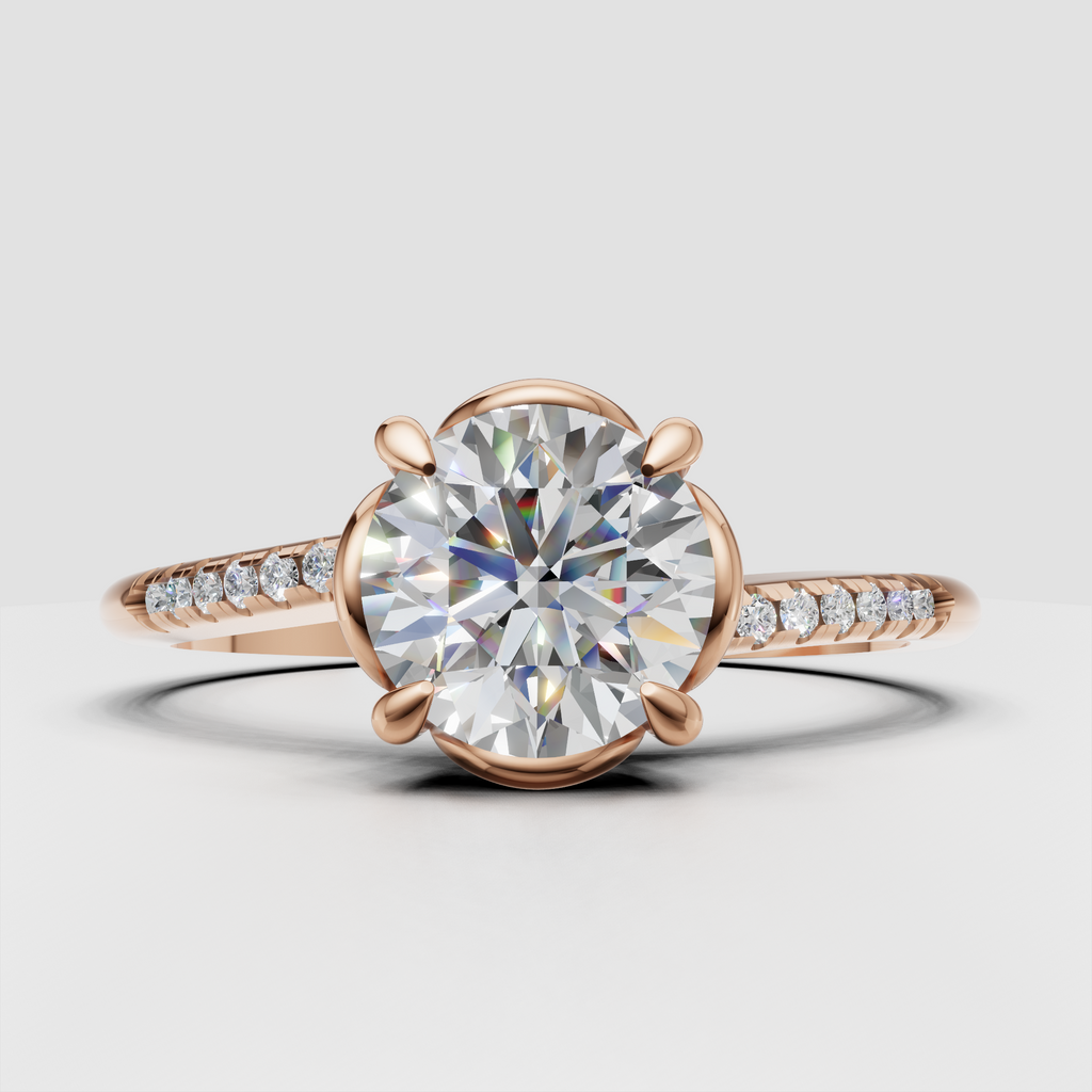 Luxury yellow gold round diamond ring