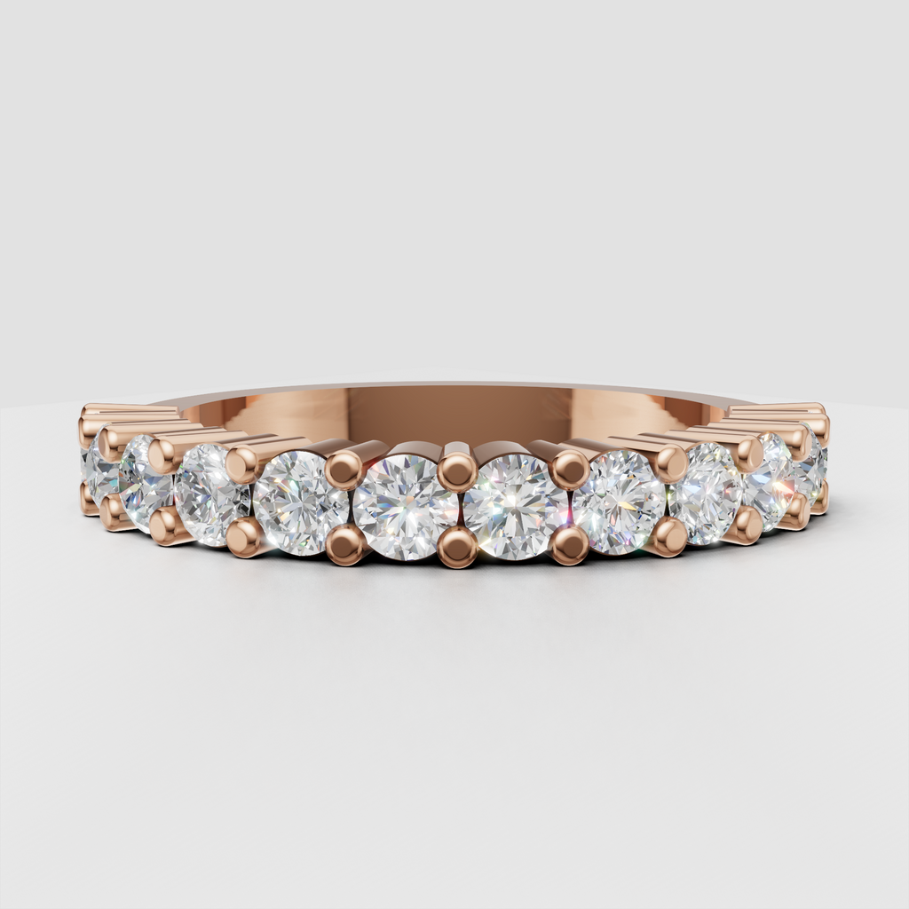 Round brilliant diamond half eternity wedding ring
