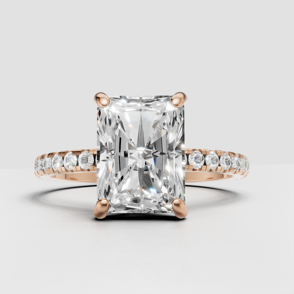 Sophisticated radiant cut diamond ring with minimalist solitaire setting