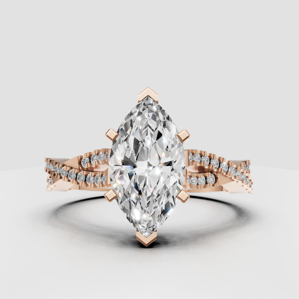 Pear Cut Lab Grown & Moissanite Diamond Halo Engagement Ring