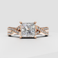 Trillion Cut Lab Grown & Moissanite Diamond Halo Engagement Ring - Image 4